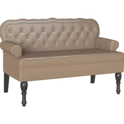 Chesterfield Bank 119,5 x 64,5 x 75 cm Nep Leer>vidaXL New