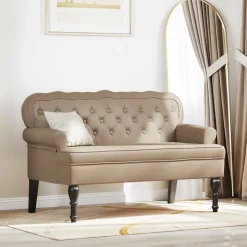 Chesterfield Bank 119,5 x 64,5 x 75 cm Nep Leer>vidaXL New