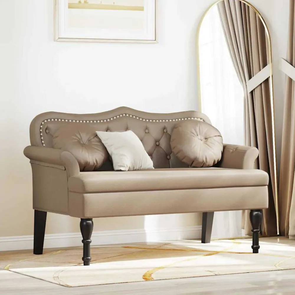 Bankjes*vidaXL Chesterfield Bank 120,5 x 65 x 75 cm Nep Leer Cappuccino