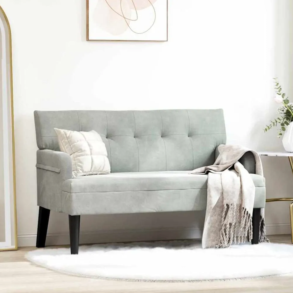 Bankjes*vidaXL Chesterfield Bank 112 x 65,5 x 75 cm Fluweel Lichtgrijs