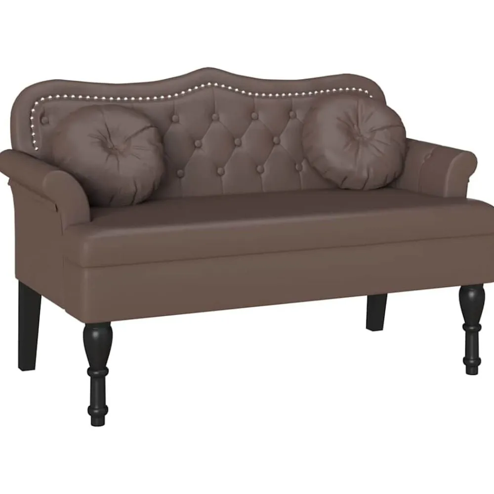 Bankjes*vidaXL Chesterfield Bank met kussen 120,5 x 65 x 75 cm Nep Leer Bruin
