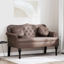 Bankjes*vidaXL Chesterfield Bank met kussen 120,5 x 65 x 75 cm Nep Leer Bruin