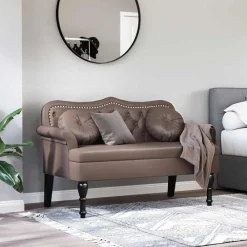 Bankjes*vidaXL Chesterfield Bank met kussen 120,5 x 65 x 75 cm Nep Leer Bruin