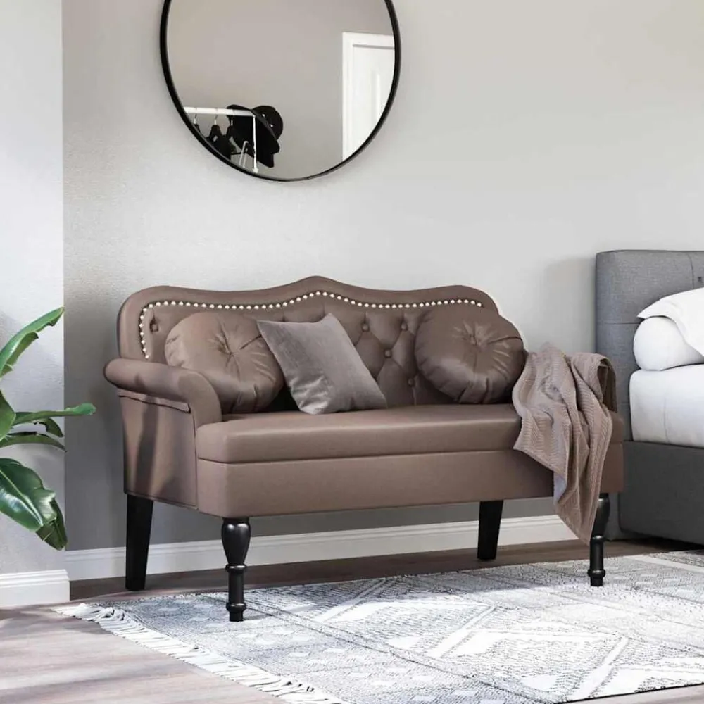 Bankjes*vidaXL Chesterfield Bank met kussen 120,5 x 65 x 75 cm Nep Leer Bruin