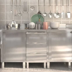 Catering & Horeca*vidaXL Commerciële Keukenkasten 3 stuks Roestvrij Staal