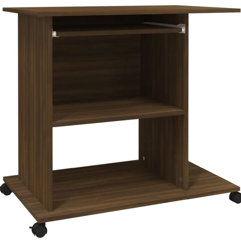 Kantoormeubelen*vidaXL Computerbureau 80x50x75 cm bewerkt hout bruin eikenkleur