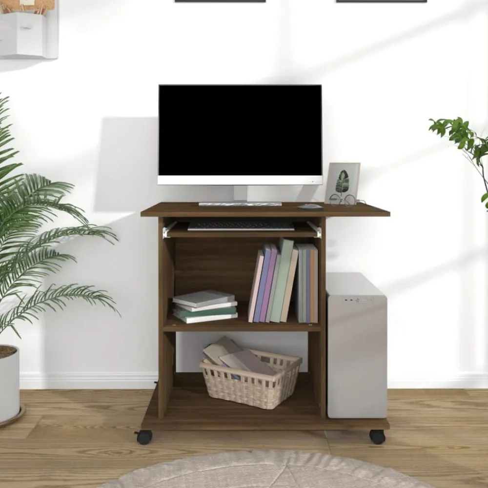 Kantoormeubelen*vidaXL Computerbureau 80x50x75 cm bewerkt hout bruin eikenkleur