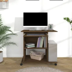 Kantoormeubelen*vidaXL Computerbureau 80x50x75 cm bewerkt hout bruin eikenkleur