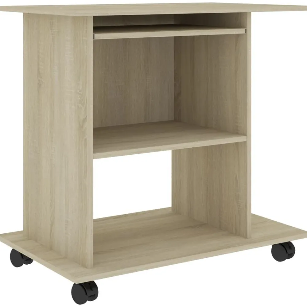 Kantoormeubelen*vidaXL Computerbureau 80x50x75 cm bewerkt hout kleurig Sonoma eiken