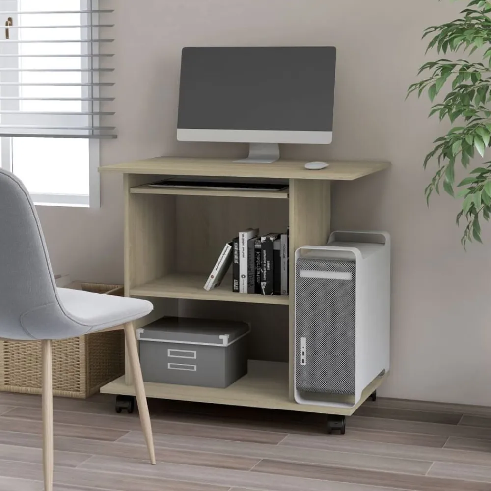 Kantoormeubelen*vidaXL Computerbureau 80x50x75 cm bewerkt hout kleurig Sonoma eiken