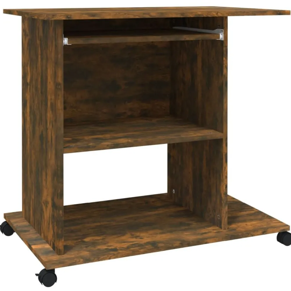 Kantoormeubelen*vidaXL Computerbureau 80x50x75 cm bewerkt hout kleurig Gerookt eiken