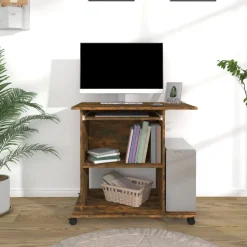 Kantoormeubelen*vidaXL Computerbureau 80x50x75 cm bewerkt hout kleurig Gerookt eiken