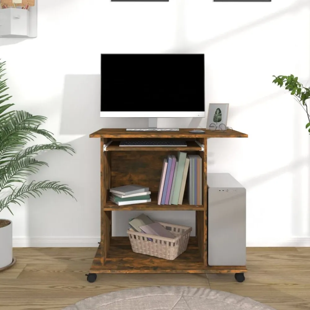 Kantoormeubelen*vidaXL Computerbureau 80x50x75 cm bewerkt hout kleurig Gerookt eiken