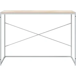 Kantoormeubelen*vidaXL Computerbureau 110x60x70 cm bewerkt hout kleurig Wit en eiken