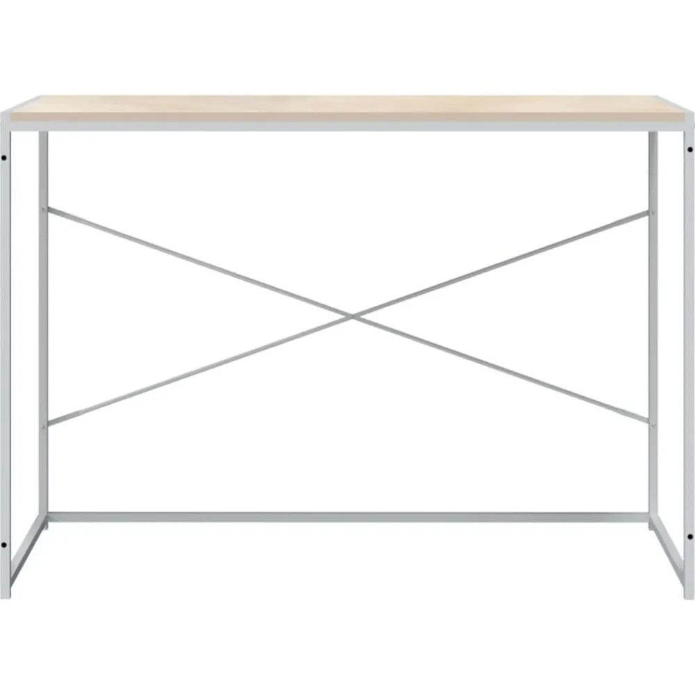 Kantoormeubelen*vidaXL Computerbureau 110x60x70 cm bewerkt hout kleurig Wit en eiken