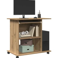 Computerbureau 80x50x75 cm bewerkt hout artisanaal eikenkleur><noscript><img width=