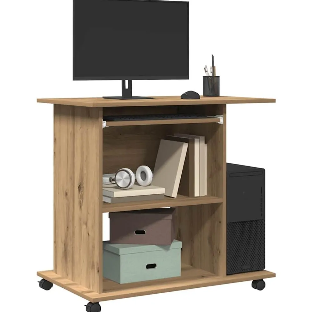 Computerbureau 80x50x75 cm bewerkt hout artisanaal eikenkleur>vidaXL Sale