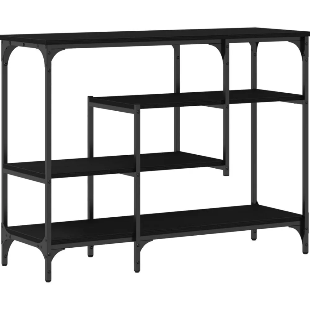 Tafels*vidaXL Console Tafel met plank met opslag 100 x 35 x 75 cm Zwart eiken