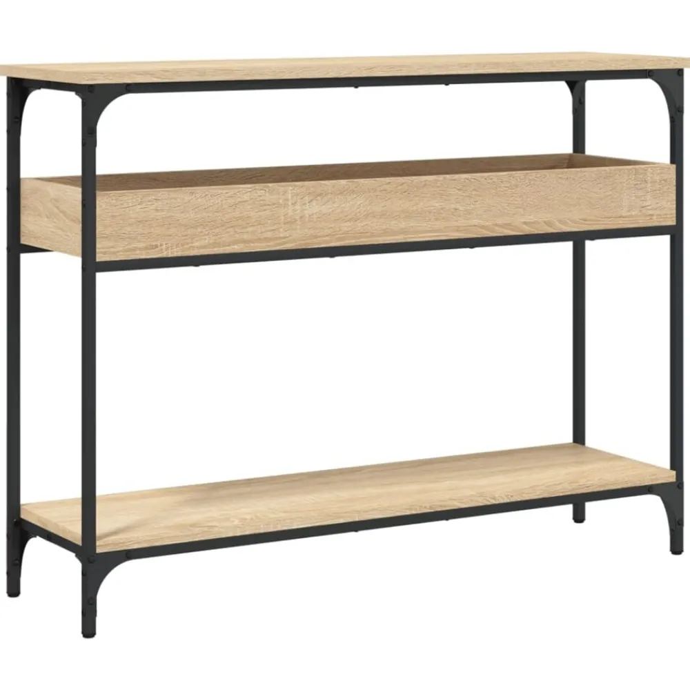 Consoletafel met plank 100x29x75cm bewerkt hout>vidaXL