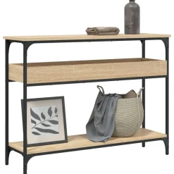 Consoletafel met plank 100x29x75cm bewerkt hout>vidaXL
