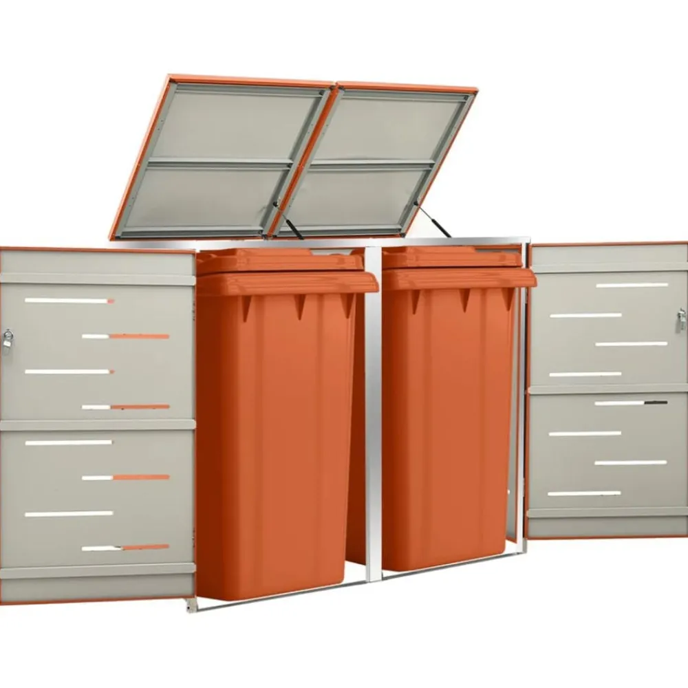Huishoudelijke Benodigdheden*vidaXL Containerberging dubbel 138x77,5x112,5 cm roestvrij staal Oranje