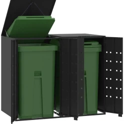 Huishoudelijke Benodigdheden*vidaXL Containerberging voor 2 containers 138x79x117 cm staal Zwart