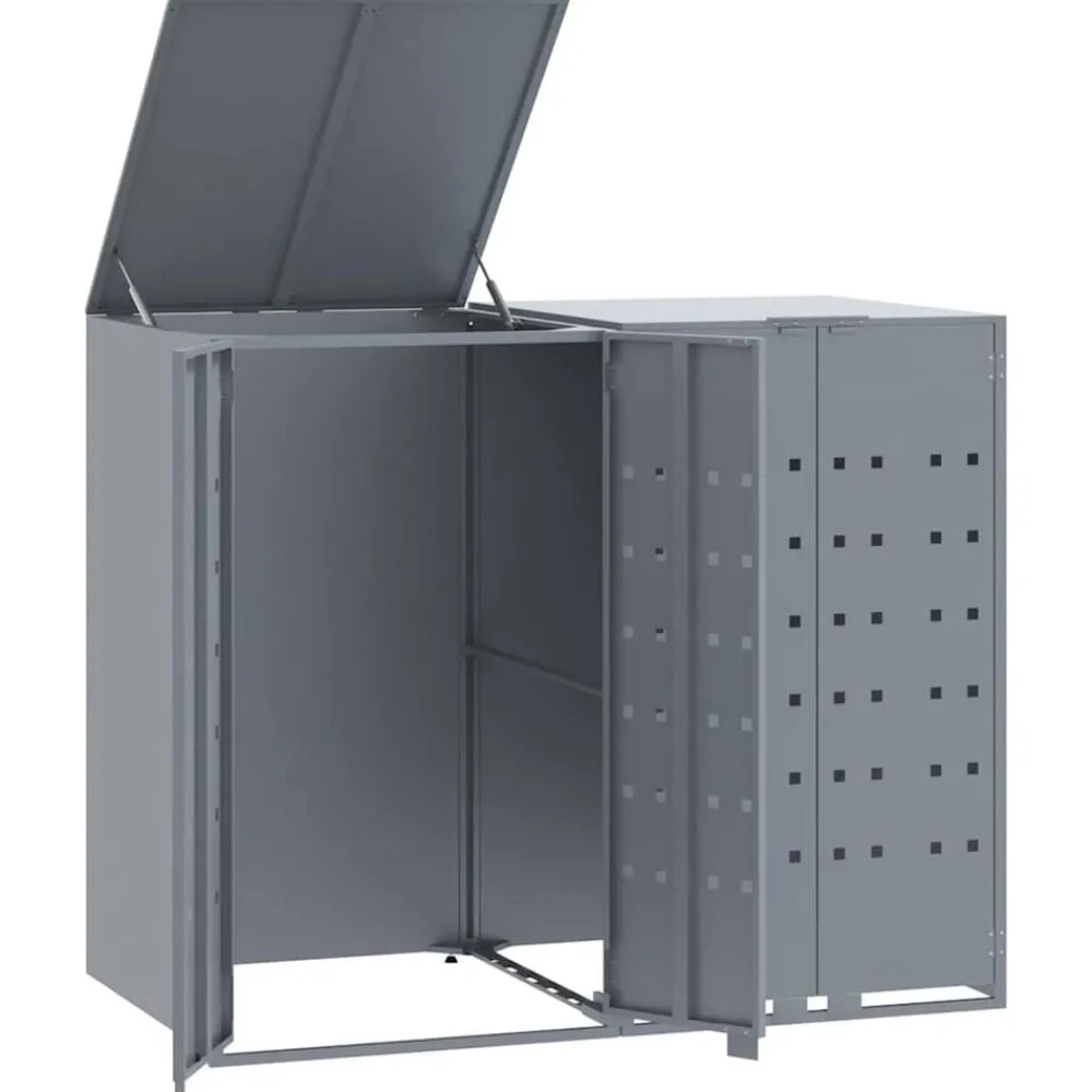 Huishoudelijke Benodigdheden*vidaXL Containerberging voor 2 containers 138x79x117 cm staal Grijs