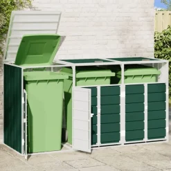 Huishoudelijke Benodigdheden*vidaXL Containerberging voor 3 containers 216x81x115 cm staal Groen