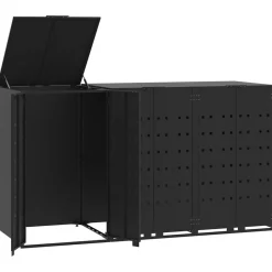 Huishoudelijke Benodigdheden*vidaXL Containerberging voor 3 containers 207x79x117 cm staal Zwart