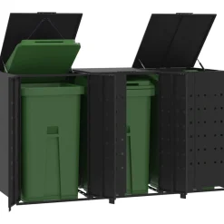 Huishoudelijke Benodigdheden*vidaXL Containerberging voor 3 containers 207x79x117 cm staal Zwart