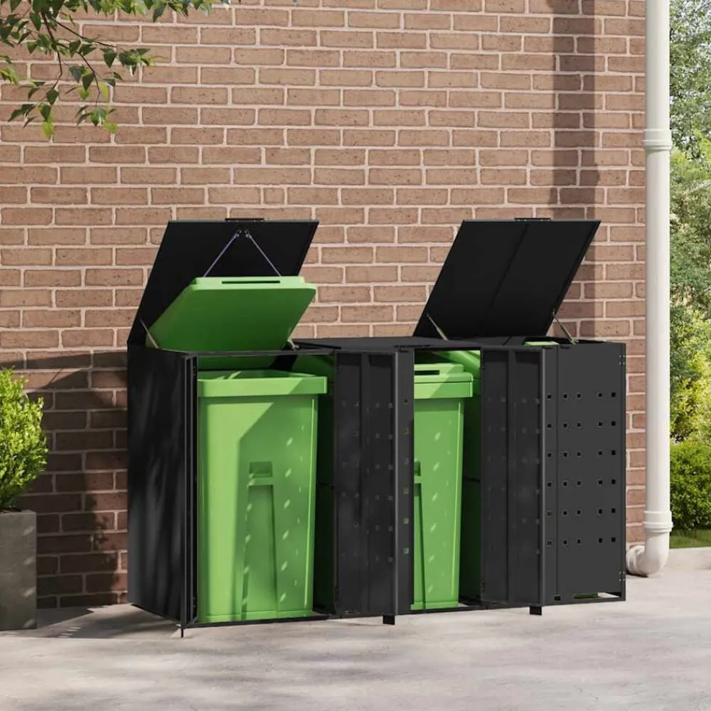 Huishoudelijke Benodigdheden*vidaXL Containerberging voor 3 containers 207x79x117 cm staal Zwart