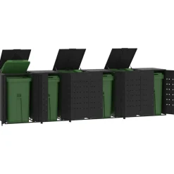 Huishoudelijke Benodigdheden*vidaXL Containerberging voor 6 containers 414x79x117 cm staal Zwart