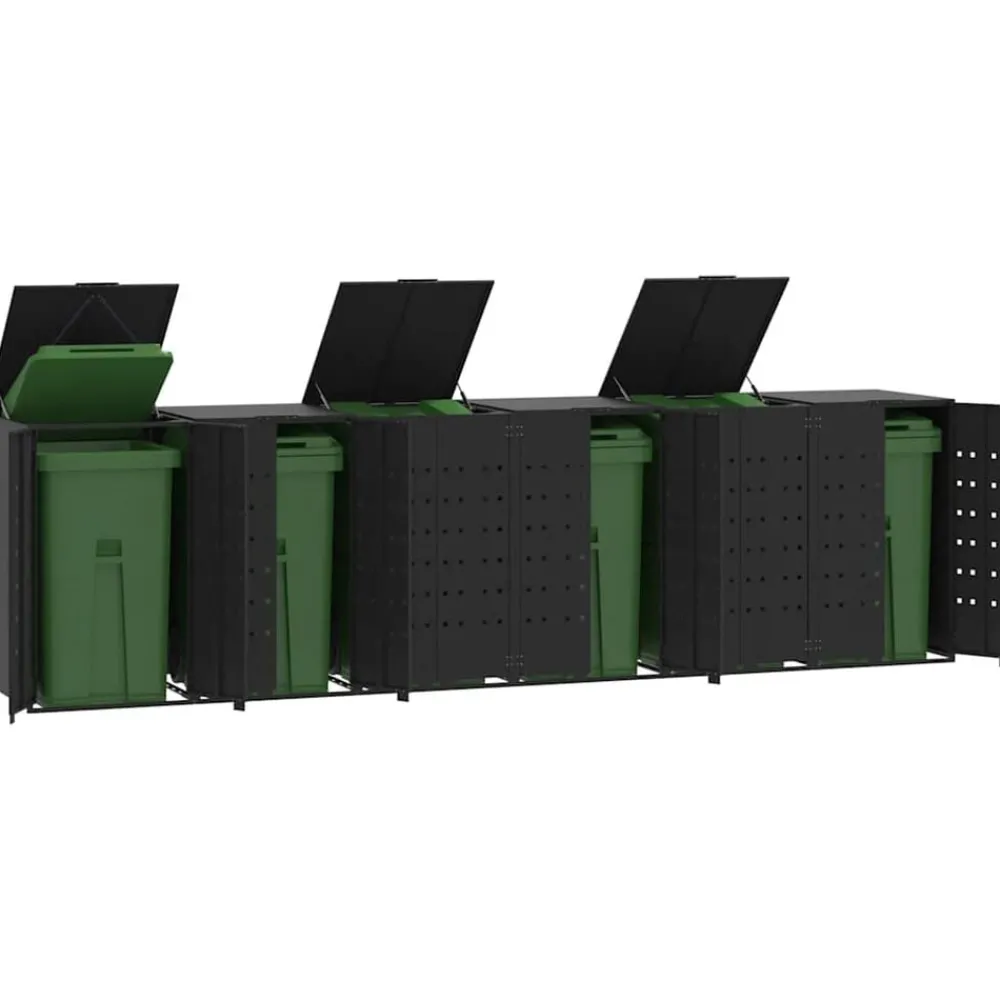 Huishoudelijke Benodigdheden*vidaXL Containerberging voor 6 containers 414x79x117 cm staal Zwart