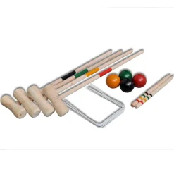 Buitensport*vidaXL Croquetspel voor 4 spelers hout