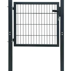 Tuinafscheidingen*vidaXL 2D Hekpoort (Enkel) Antraciet 100x80 cm Grijs