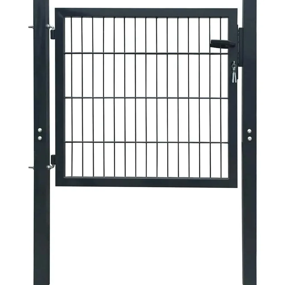Tuinafscheidingen*vidaXL 2D Hekpoort (Enkel) Antraciet 100x80 cm Grijs