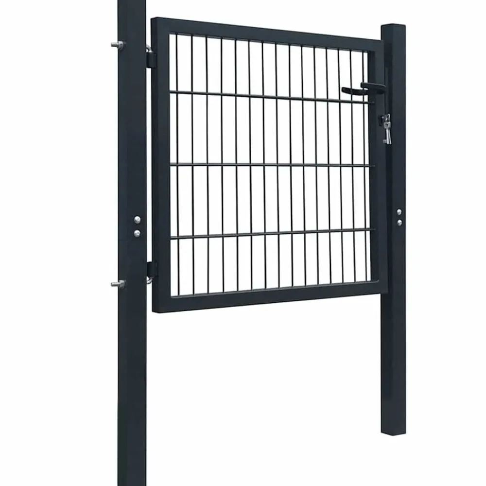 Tuinafscheidingen*vidaXL 2D Hekpoort (Enkel) Antraciet 100x80 cm Grijs