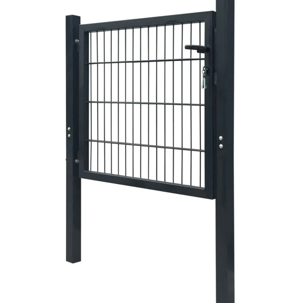 Tuinafscheidingen*vidaXL 2D Hekpoort (Enkel) Antraciet 100x80 cm Grijs