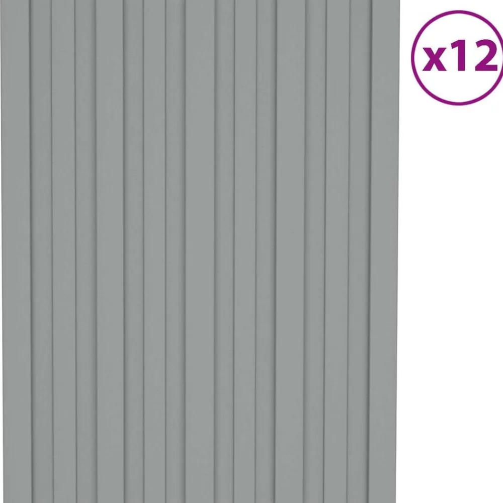 Bouwmaterialen*vidaXL Dakpaneel 12 pcs 60 x 45 cm Gegalvaniseerd staal Grijs