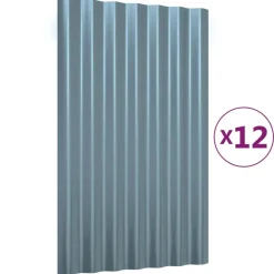 Bouwmaterialen*vidaXL Dakpanelen 12 st 60x36 cm gegalvaniseerd staal Grijs