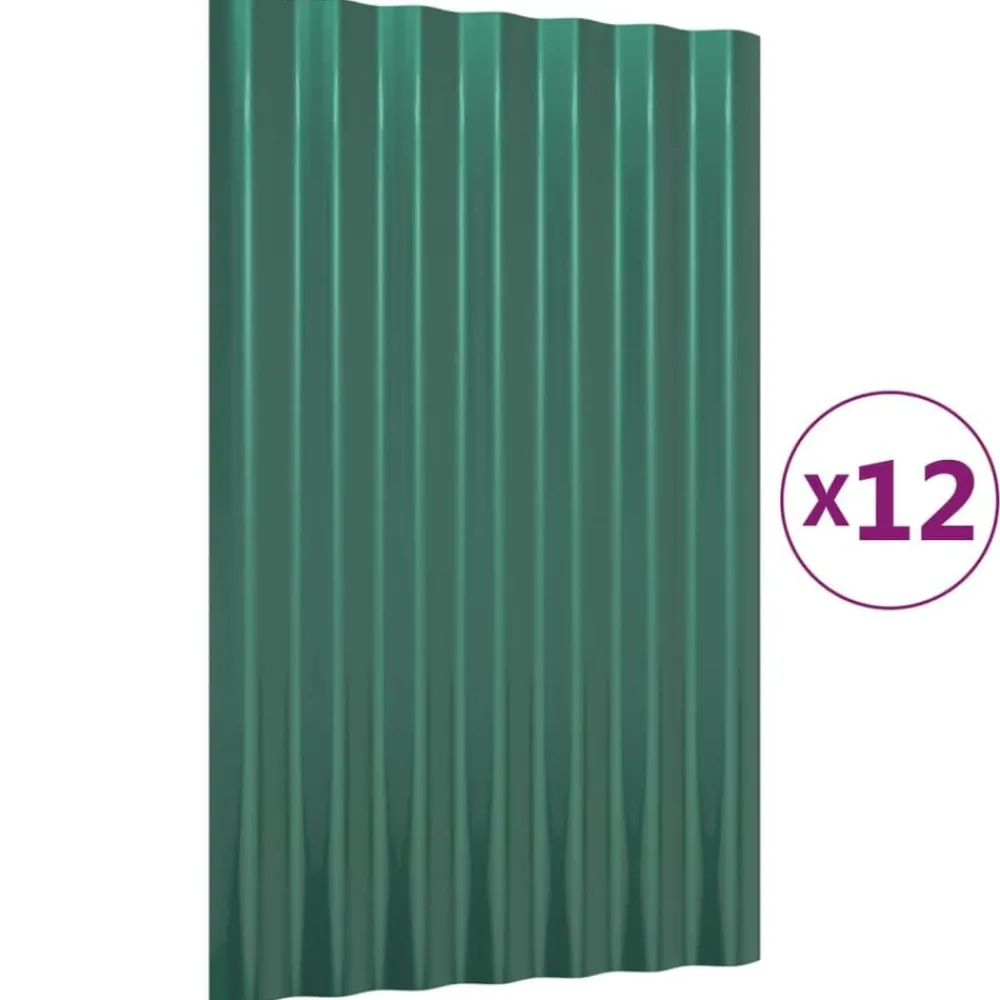 Bouwmaterialen*vidaXL Dakpanelen 12 st 60x36 cm gegalvaniseerd staal Groen