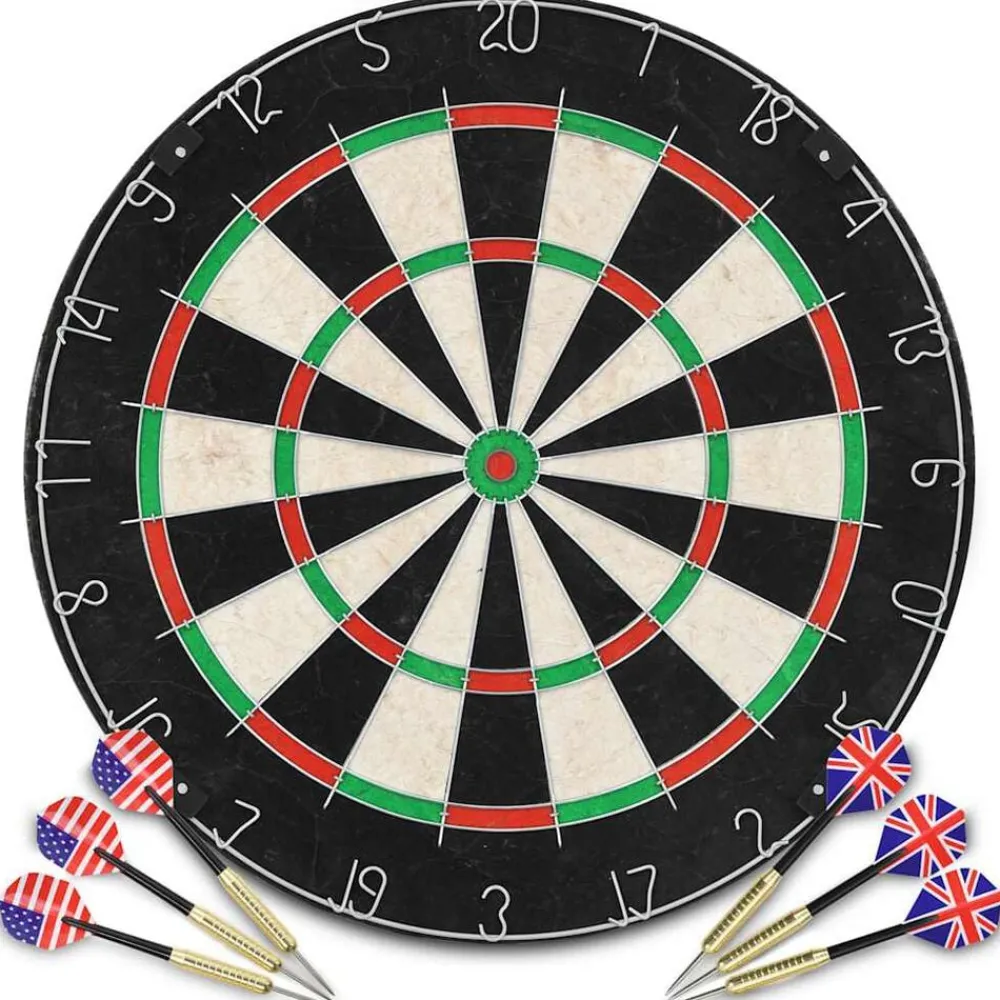Dartbord professioneel met 6 darts en surround sisal>vidaXL