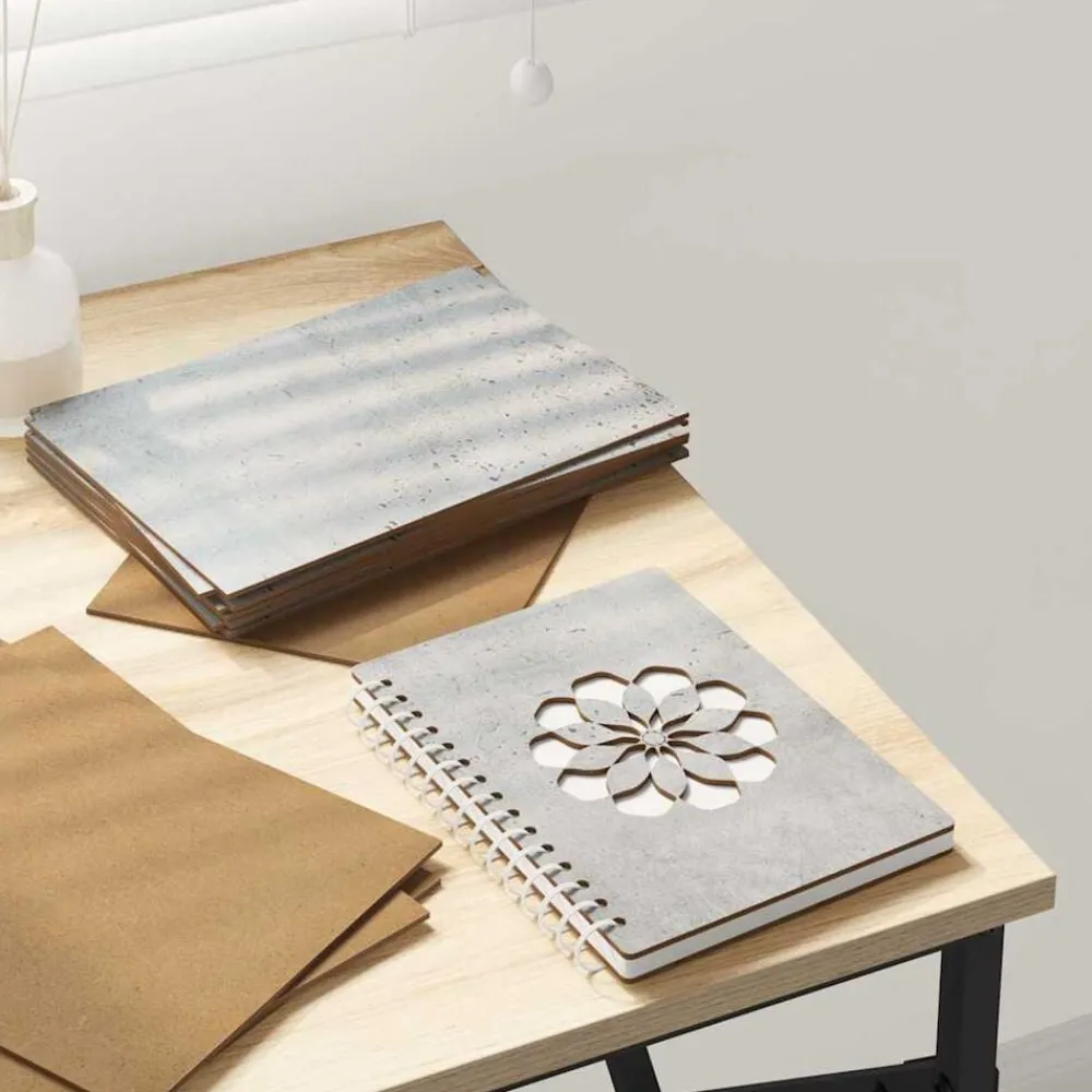 Kunst & Entertainment*vidaXL Decorpanelen 12 pcs Beton Grijs 15 x 21 x 0.27 cm Bewerkt hout Betongrijs