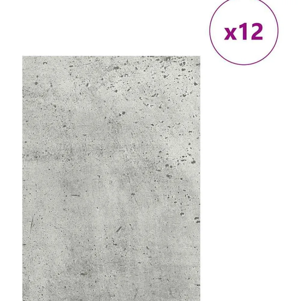 Kunst & Entertainment*vidaXL Decorpanelen 12 pcs Beton Grijs 15 x 21 x 0.27 cm Bewerkt hout Betongrijs