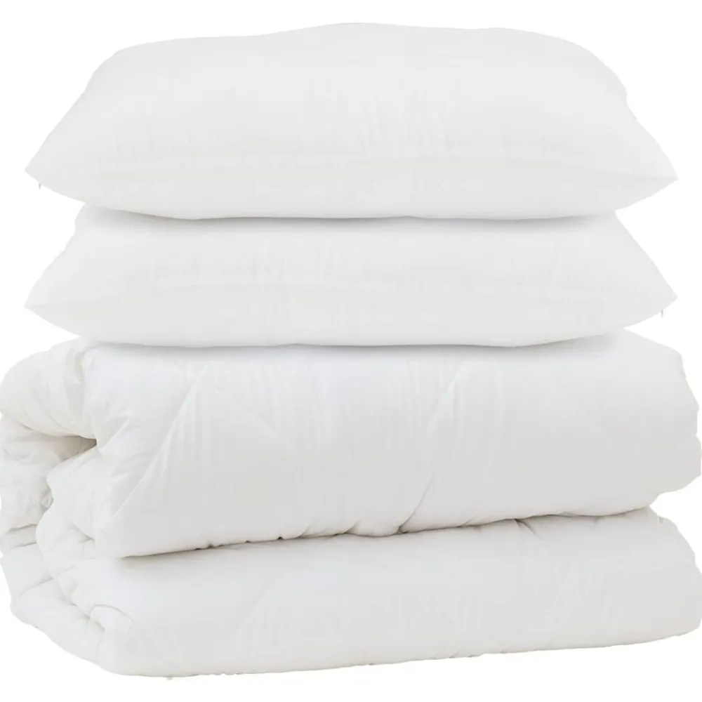 Linnengoed*vidaXL Dekbed met kussen 3 pcs Wit Microfibre