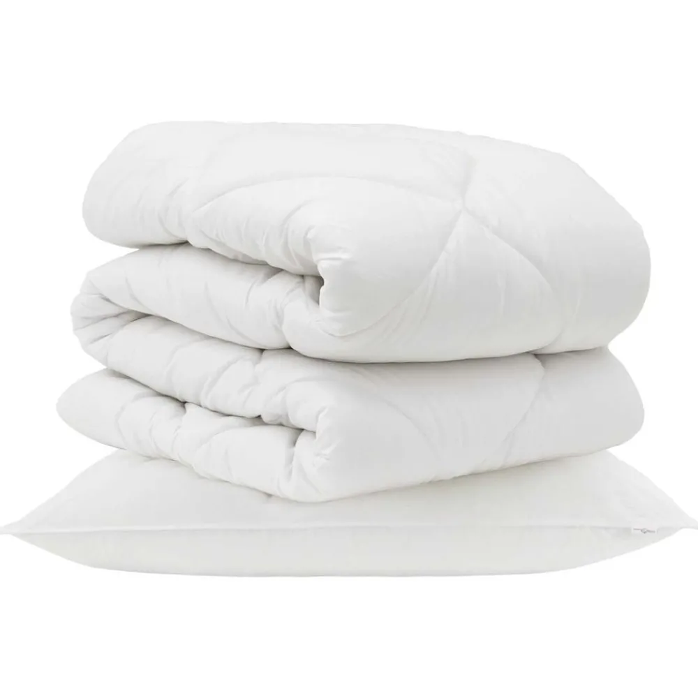 Linnengoed*vidaXL Dekbed met kussen 2 pcs Wit Microvezel