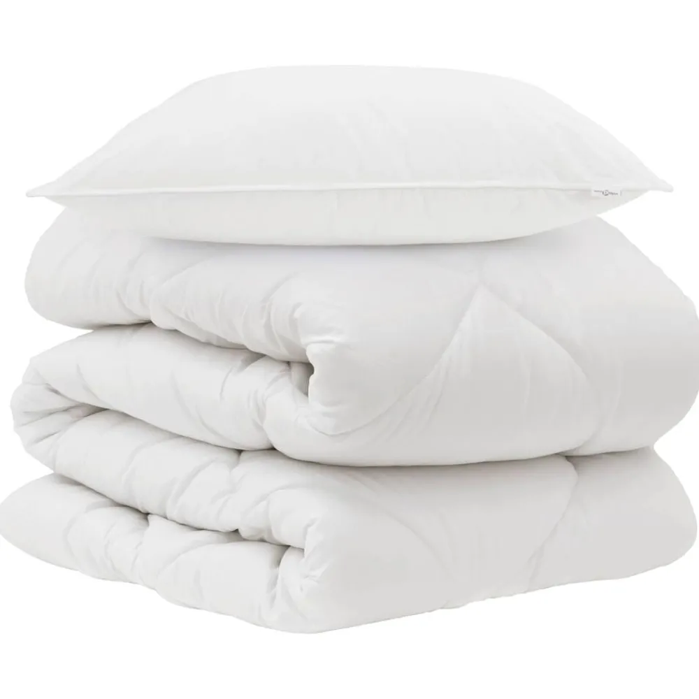 Linnengoed*vidaXL Dekbed met kussen 2 pcs Wit Microvezel