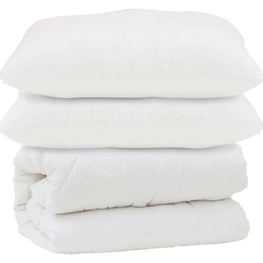 Linnengoed*vidaXL Dekbed met kussen 3 pcs Wit Microfibre