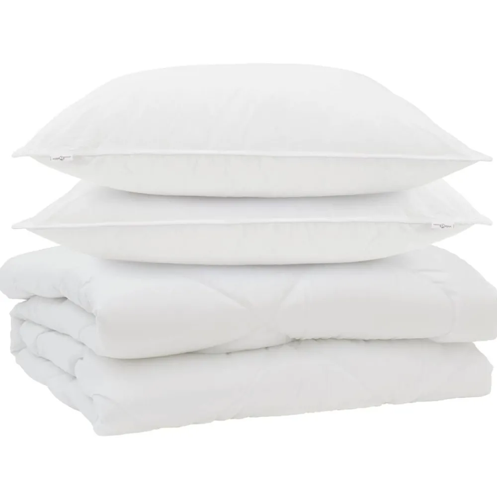 Dekbed met kussen 3 pcs Wit Microfibre>vidaXL Clearance