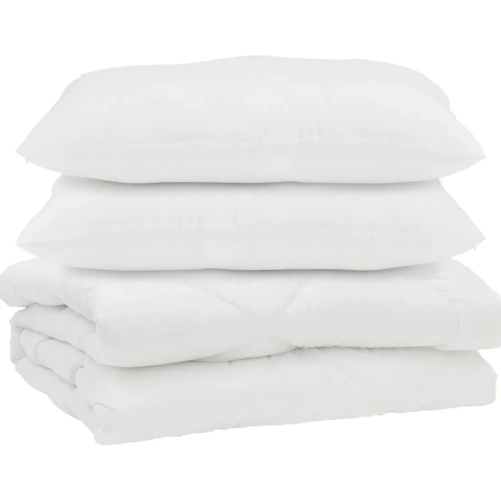 Linnengoed*vidaXL Dekbed met kussen 3 pcs Wit Microfibre